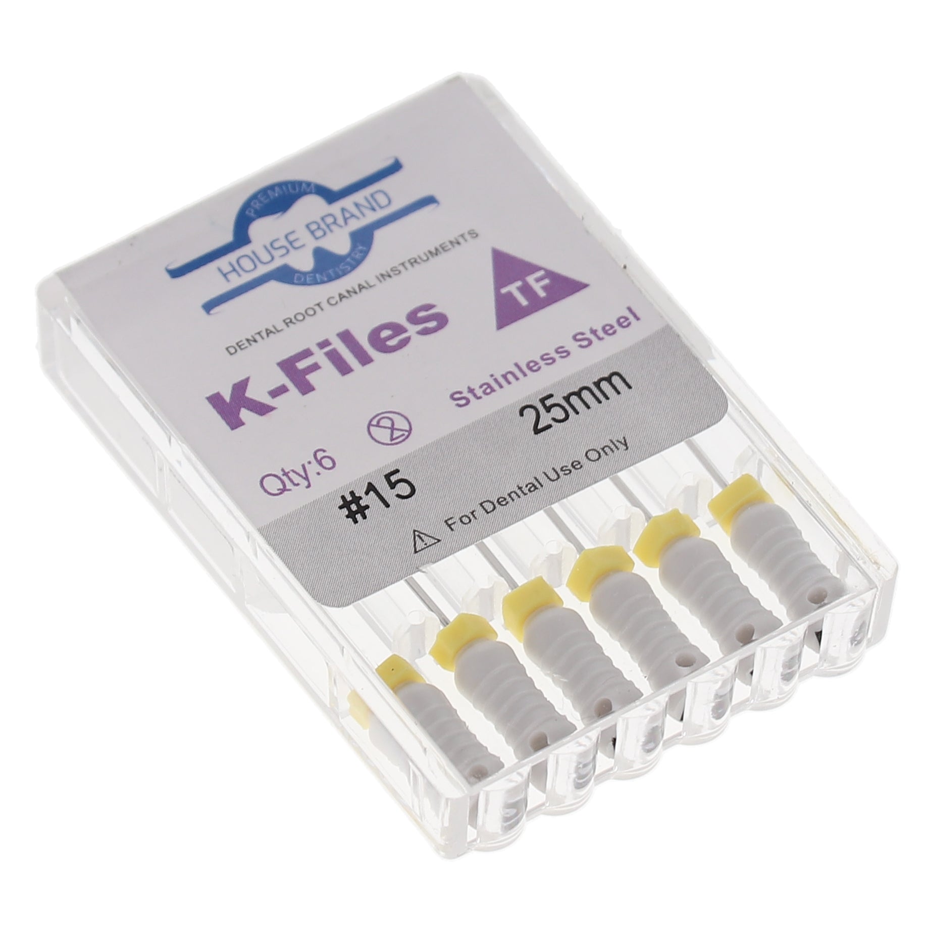 House Brand Dentistry 400215 HSB K-Files Flex-Type 25mm #15 White Stainless Steel 6/Pk House Brand Dentistry 400215 HSB K-Files Flex-Type 25mm #15 White Stainless Steel 6/Pk